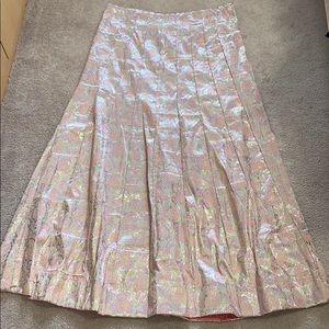Paisley print metallic maxi skirt